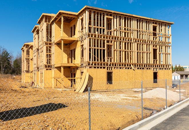 a snapshot of temporary chain link fences protecting a large construction project from unauthorized access in Wheaton, MD